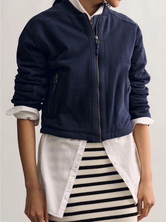 Pilcro Jackets & Blazers - Anthropologie Pilcro Knit Bomber Jacket Women’s Size XS Navy Zip Front Casual
